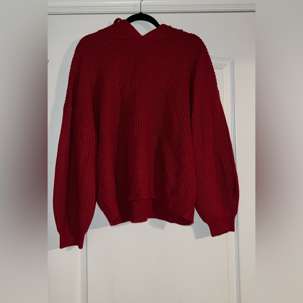 Pre Loved Plus Size Red Hooded Sweater W Drawstring Size 22/24 Great Cond
